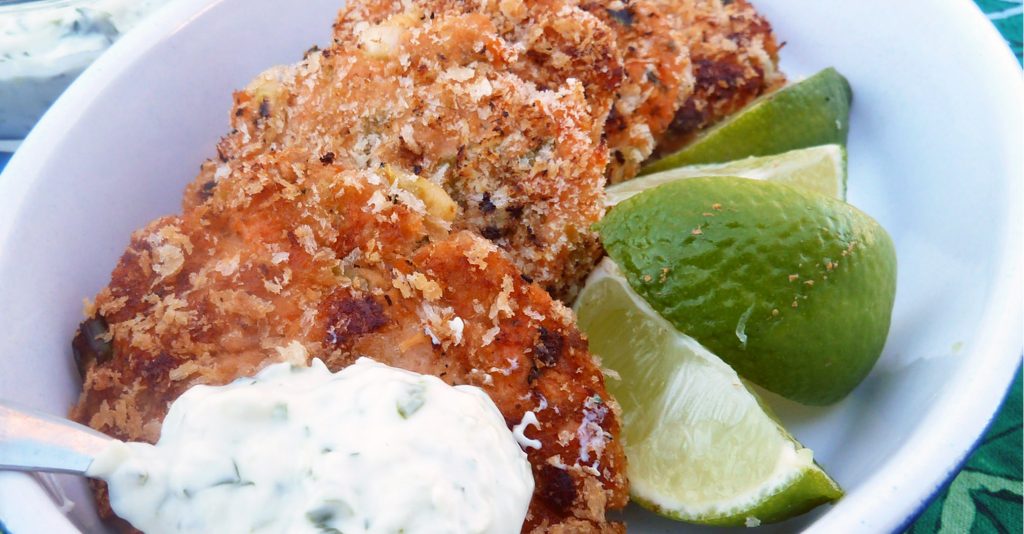 Salmon Cakes & Lime Cilantro Greek Yogurt Foods with Judes